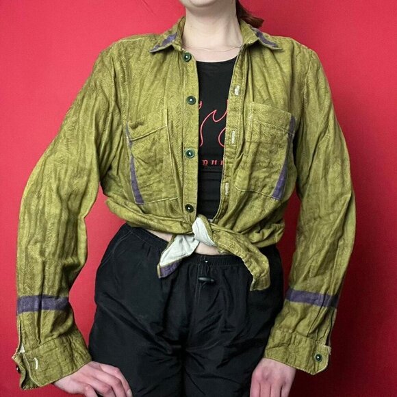 One of a kind / Vintage brownish green and purple button upโโโโโโโโโโโ - Picture 3 of 5